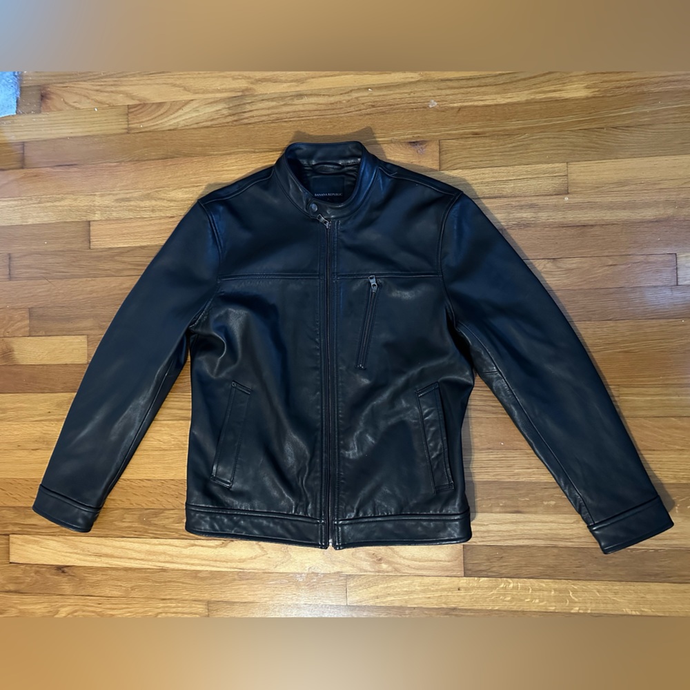 Banana Republic sheepskin leather moto racer style jacket - never worn